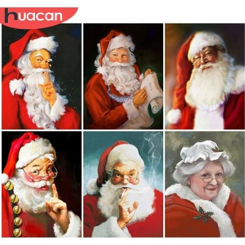 HUACAN 5d Diamond Painting Full Drill Square Christmas Santa Claus Diamond Embroidery Cross Stitch Cartoon Handmade Gift