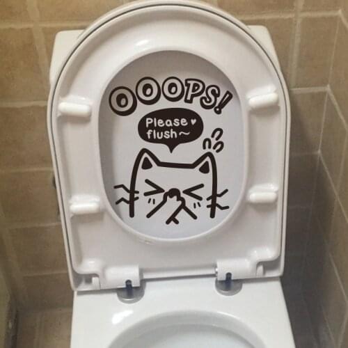 Art Design Ooops! Please Flush~ Bathroom Wall Sticker Home Decor Toilet Decal DIY Funny Rest Room Wall Decals