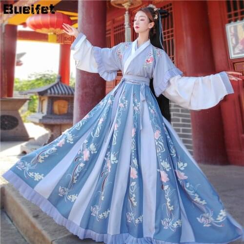 Chinese Traditional Hanfu Dress Women Han Dynasty Ancient Princess Dance Costume Embroidery Oriental Tang Dynasty Dance Wear