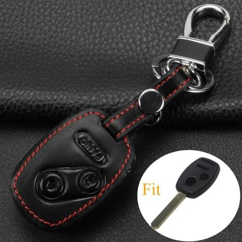 Kutery 3 Buttons Leather Remote Car Key Case Cover For Honda CRV Accord City Civic Odyssey HRV Insight Pilot Jazz Ridgeline