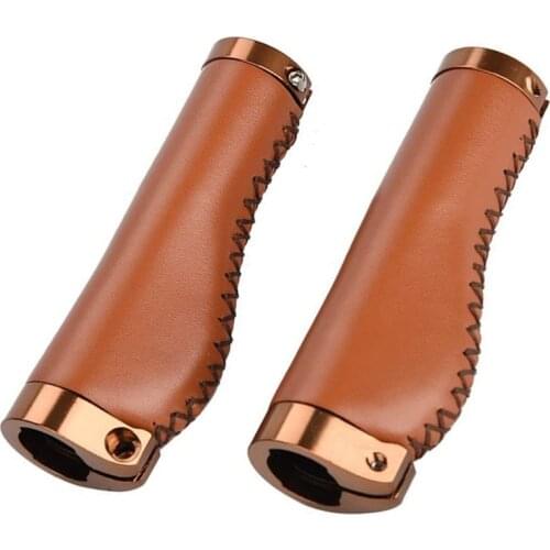 Hot Sale Comfortable Lockable Bike Handlebar Grips Anti-slip PU Leather Retro Bicycle Handle Grips High Quality Cycling Parts