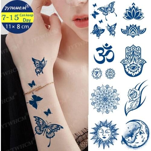 Juice Ink Temporary Butterfly Small Tattoos Stickers Girls Sexy Moon Hand Lasting Fake Tattoo Edges Sticker Body Art Men Women