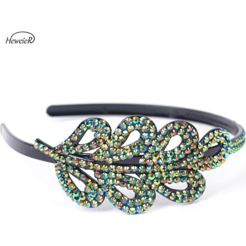 Fashion Casual Hair Piece Hollow Plastic Headband Rhinestone Crystal Hair Band Hoop Wedding Party Womens Headdress Hairpins