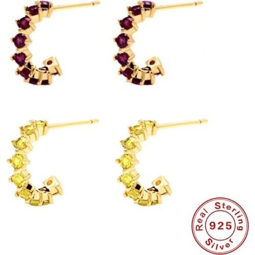 Trendy Stud earrings for women Clear mini zircon Circle shape earing 925 sterling silver fine jewelry earlobe daily accessories