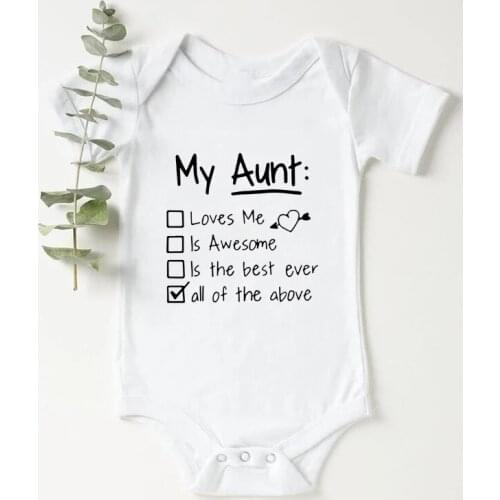 My Aunt Loves Me and Awesome Summer Funny Infant Baby Bodysuit Toddler Hipster Cotton Jumpsuit Newborn Baby Body Suits