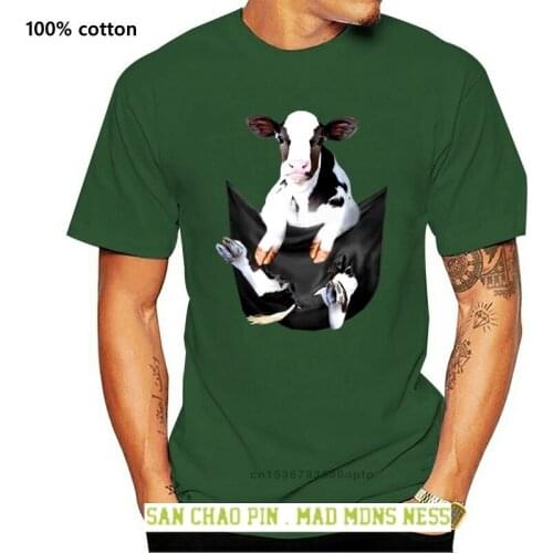 Men T Shirt Cow In Pocket Women T-Shirt