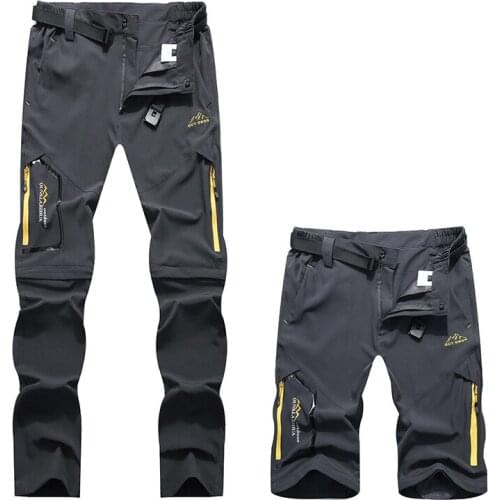 Mens Summer Stretch Thin Waterproof Hiking Pants Quick Dry Outdoor Removable Into Shorts Climbing Trekking Camping Trousers 6XL