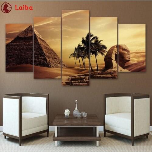 5pcs 5D DIY Diamond Painting Egypt Famous Pyramid And Sphinx Modular cross stitch mosaic full square/round diamond embroidery