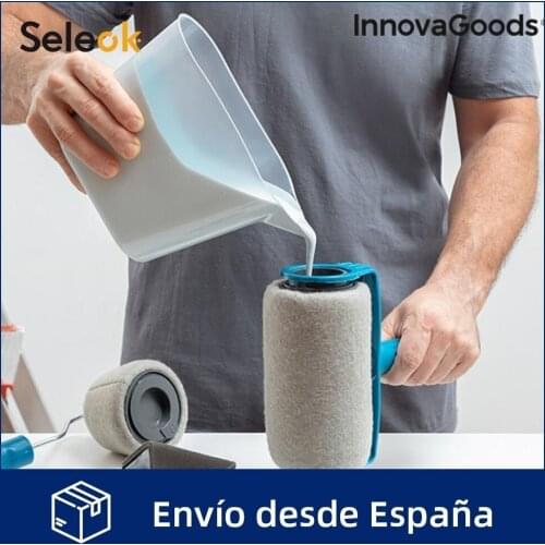 InnovaGoods 5 Pieces Roll'n'Paint Refillable Anti-Drip Paint Roller Set Home Tools Easy Cleaning