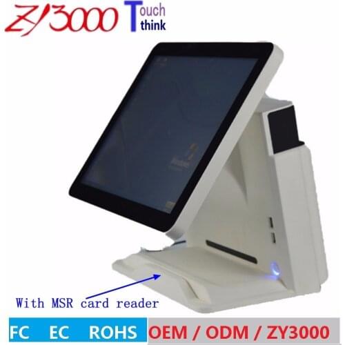 New stock 4510U cpu DDR 8G Msata128G SSD WIFI 15 inch capacitive touch Screen all in one POS Terminal With MSR card reader