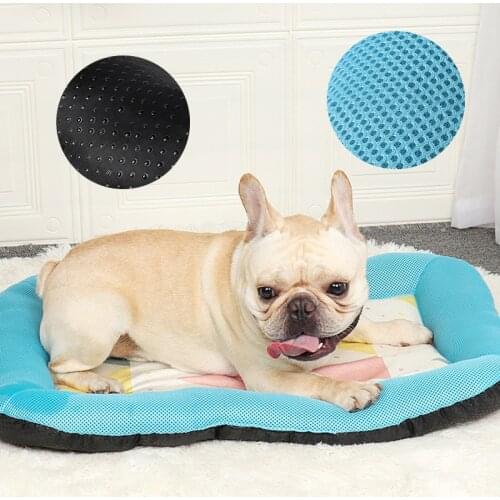 Summer Pet Dog Cooling Mat Bed Breathable Mesh Ice Silk Pet Mat Pad For Puppy Kitty Anti-Slip Cat Dog Cold Mats Pets Accessories