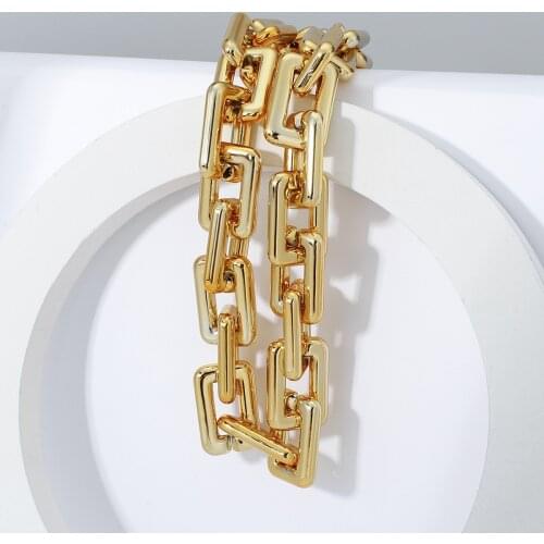 Flashbuy Punk Lock Chain Gold Color Choker Necklaces Women Hip Hop Chunky Gothic Twisted Acrylic Thick Chain Necklace Jewelry