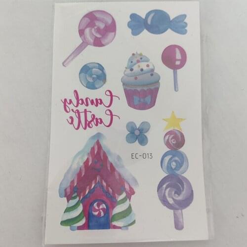 Water Transfer Children Temporary Tatoo Sticker Waterproof Fake Tattoo Cartoons Candy Cake Castle Tattoos Hand Foot Tatouage Boy