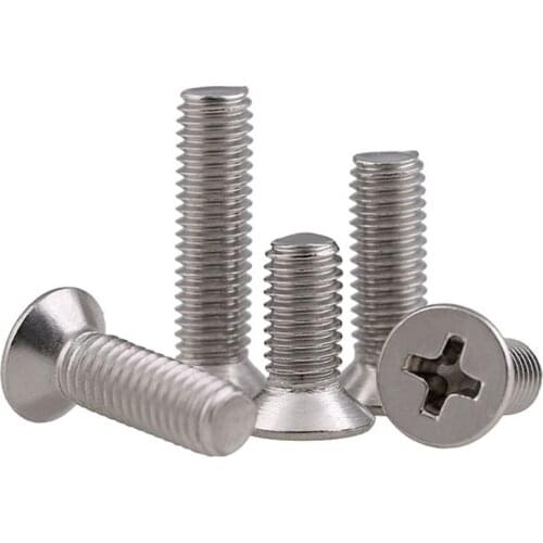 Philips Flat Head Machine Screw KM 304 Stainless Steel Cross Countersunk Head Bolt GB819 M2 M2.5 M3 M4 30Pcs
