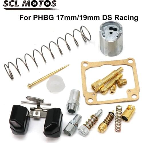 SCL MOTOS Motorcycle Carburetor Repair Kit Gasket With Spare Jets For Dellorto PHBG DS Racing 17mm 19mm Carb Float Needle Seat