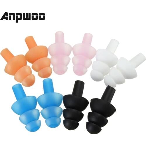 ANPWOO 1 Pair Silicone Waterproof Swimming Ear Plugs Earplugs Ear Protector Noise Reduction Protective Earmuffs