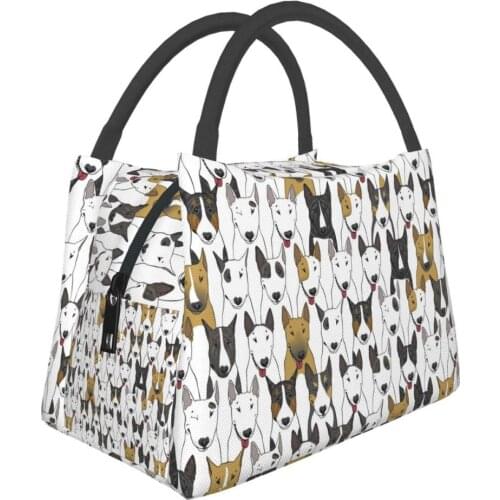 Lunch Bags for Women Portable Insulated Warm Cooler Handbags Bull Terrier Prints Thermal Food Picnic Bag Kids Men Lunch Box