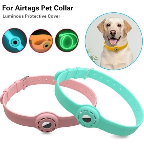 For Airtags Pet Collar Luminous Protective Cover Cat And Dog Chain Positioning Tracker Anti-lost Silicone Case Air Tag