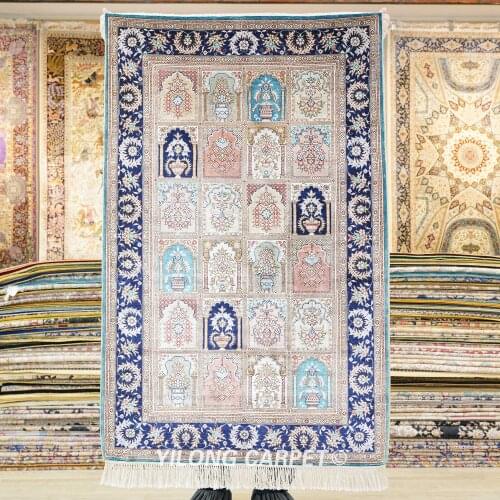 YILONG 2.5'x4' Traditional persian carpet four seasons vantage exquisite Turkish oriental silk rug (W08A2.5x4)