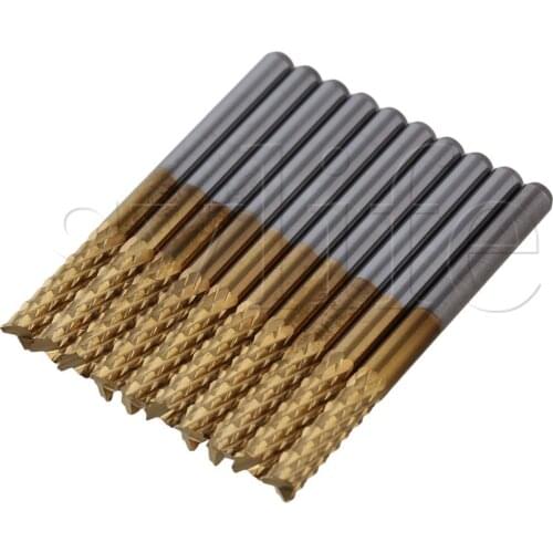 Metallic Color TiN Coated Carbide End Mill Engraving Bits Blade Diameter 3.175mm