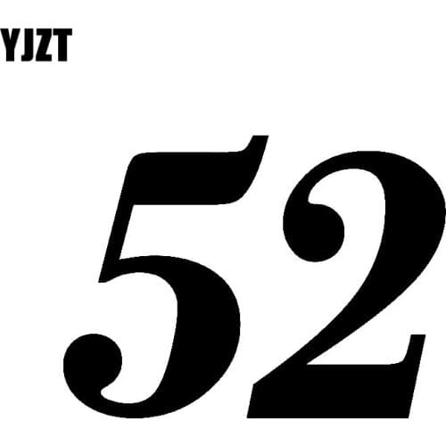 YJZT 12.5CM*9.3CM Personality Number 52 Vinyl High-quality Car Sticker Decal Black/Silver Graphical C11-0814