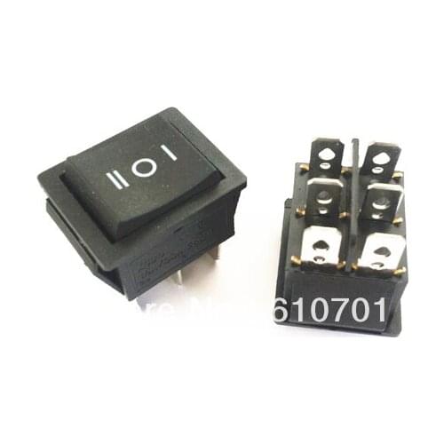 10pcs 6 Pins KCD4 AC 16A/20A 250V/125VAC DPDT Black Button Momentary Spring Returned On/Off/On Panel Mount Rocker Boat Switches