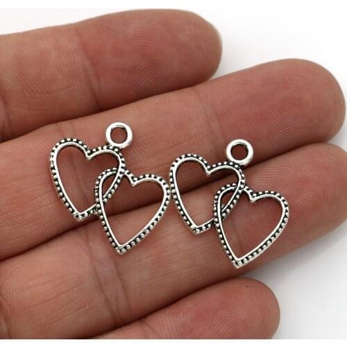 20PCS Tibetan Silver Plated Double Heart Charms Pendants for Jewelry Making DIY Handmade Accessories