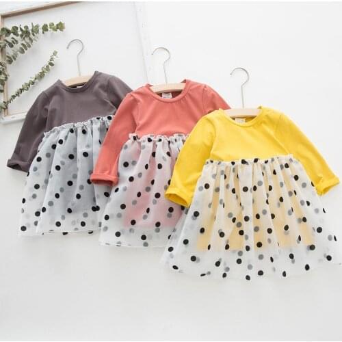 2019 New Toddler Girls Dress Spring Autumn Long Sleeve Kids Dress For Girls Casual Dot Dress RT274