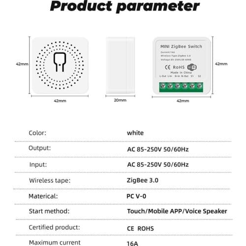 2021 Tuya Zigbee Smart Switch Module /Zigbee Gateway with 16A 2 Way Wireless Light Switch Relay Compatible Alexa Google Home Use