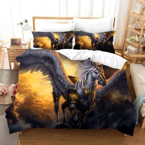 3D Digital Printing Science Fiction Horses Quilt Cover Pillowcase Aniaml Bed Cover Luxury Bedclothes Comforter Bedding Sets