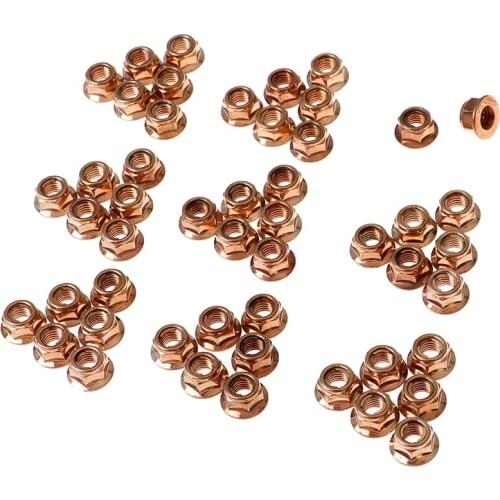 50 pieces of exhaust nut M8 SW 13 copper nut
