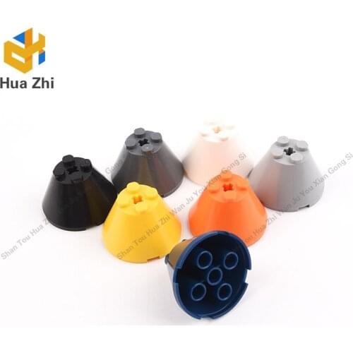 Building Blocks Parts 3943 6PCS Cone 4 x 4 x 2 with Axle Hole [Plain] LEGOING MOCS Education