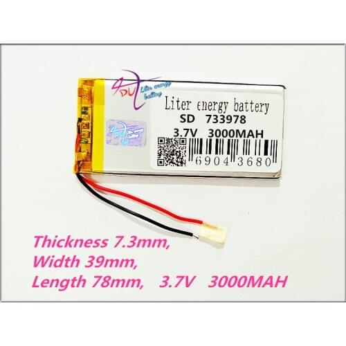 733978 3.7V 3000MAH Lithium polymer Battery 704090 MP3 MP4 MP5 DVD GPS LED lights Rechargeable batteries 754090