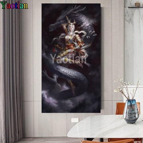 Diy 5D Diamond Painting Game Anime Elf Full Square Round Diamond Embroidery Beauty and Dragon Mosaic Rhinestone Kit Home Decor