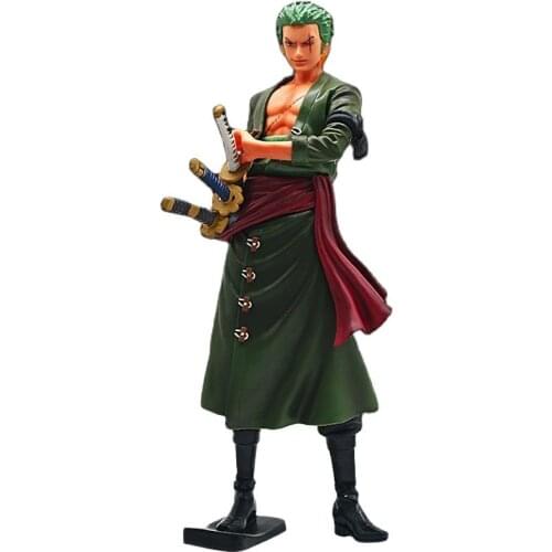 28cm OP Ronoa Zoro Ghost Cut Luffy Sanji Model One Piece Big Standing Roronoa Zoro 3D2Y Three-knife Ver. PVC Action Figures