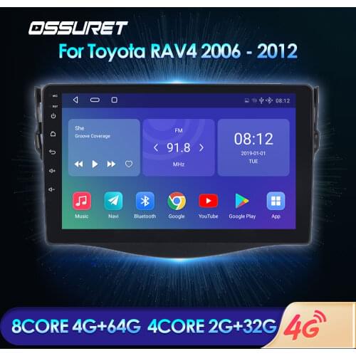 OSSURET 2 DIN Android Car Radio Multimedia for Toyota RAV4 Rav 4 2006 2007 2008 2009 2010 2011 2012 GPS 4G Stereo Video Player