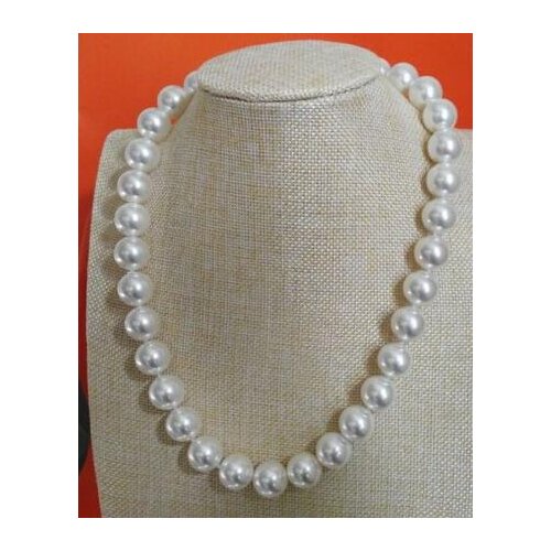 Free shipping Noble jewelry AAA natural 12mm round south seas white pearl necklace 18inch