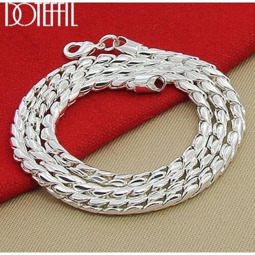 DOTEFFIL 925 Sterling Silver Snake Necklace 4mm Silver 20 Inches Chain Necklace For Weomen Fashion Jewelry Wholesale