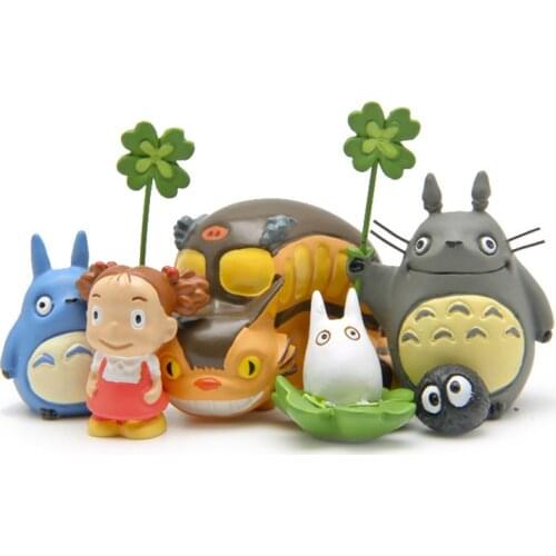 6PCS/Lots Hot Japanese Anime Mini Tonari no Totoro Four Leaf Clover Action Figure Decoration Toys Dolls for Kids Christmas Gifts