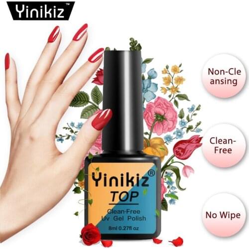 Yinikiz Base Coat Top Coat Gel Polish Soak Off UV LED Nail Gel Varnish No Cleaning Long Lasting Lacquer