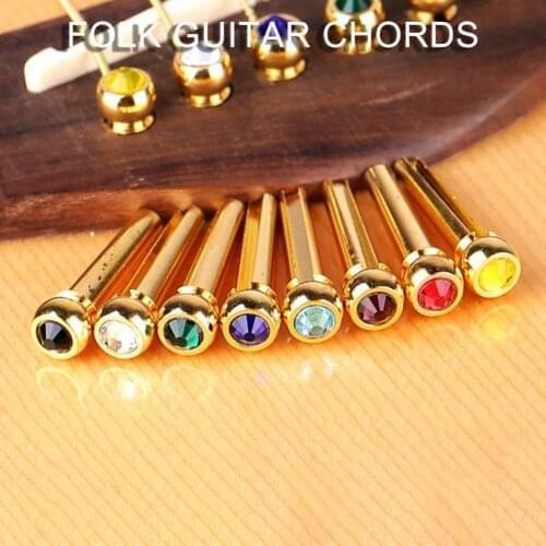 String Nails With Diamonds Better Resonance Guitar Accessories Copper Acoustic Guitar Fixed Cone Bridge Pin Musical Instrument