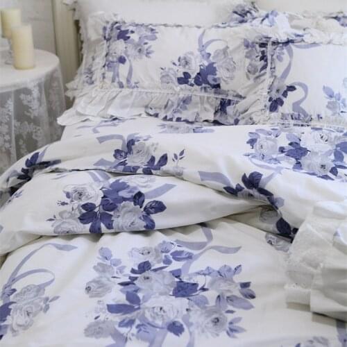 Julliette Dream Super sweet cake layers Queen bedding set Ruffle duvet cover Luxury bedding lace bed sheet bowknot bedspread