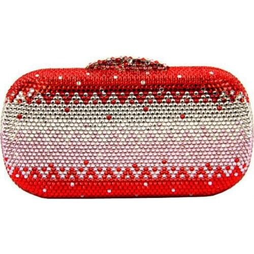 Red Women Bridal Clutch Evening Clutches Party Wedding Bags High Quality Full Diamond Ladies Crystal Prom Party Purse Chain Bag