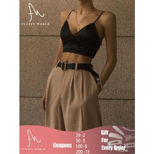 V-neck Sexy Satin Crop Tops Women Black White Bralette Camisole Casual Women Tops Fashion Spaghetti Strap T-shirt Cropped