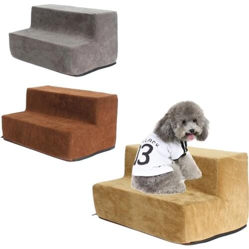 Pet Stairs Cat Dog Stair Steps 2-Story Stairs Deer Velvet Holster Dog Stairs Anti-slip Removable Dogs Bed Stairs Pet Supplies
