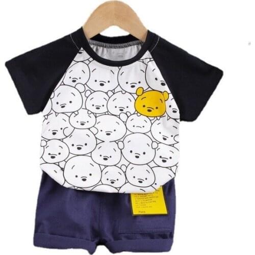 Summer Children Cartoon Clothing Baby Boys Girls Shirt Shorts 2Pcs/sets Infant Kids Fashion Clothes Toddler O-Neck Sport Suits