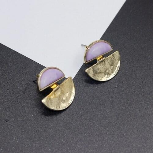 Ydgy2020 summer new female Earrings purple half circle sector splicing Earrings Jewelry short