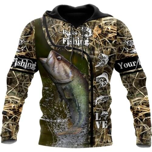 New Fashion Harajuku Pullover Bass Fishing 3D Printed Autumn Hoodie Unisex Casual Zip Hoodie Streetwear Sweatshirt