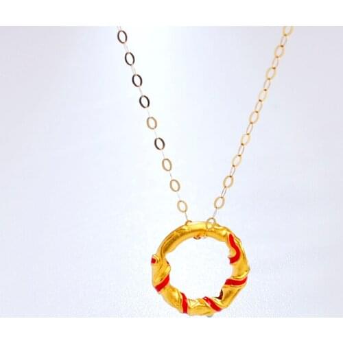 NYMPH Real 100% 18K Gold Necklace AU750 Chain Simple Party Fine Jewelry Pure Solid 24K 999 Gold Pendant for Women X538