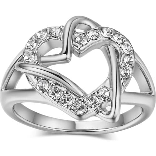 Top Quality Fashion Design Engagement Wedding Ring Austrian Crystals Full Sizes Wholesale R342